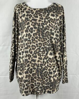 Vine & Love Leopard Print Long Sleeve Tunic Top – Soft & Lightweight NWOT SZ LG
